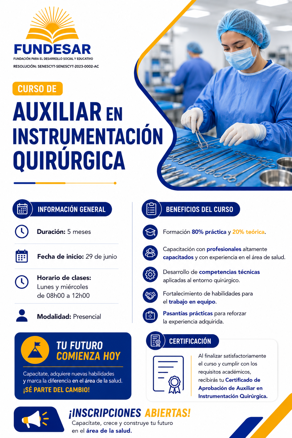 Curso de Auxiliar en Instrumentación Quirúrgica | FUNDESAR